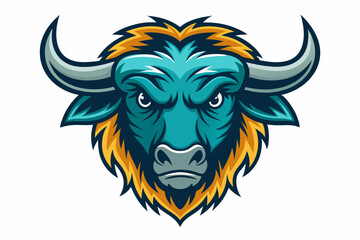 buffalo head logo vector on white background