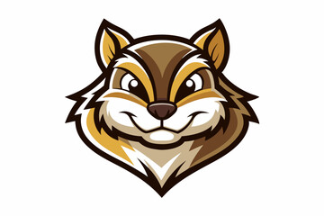 chipmunk head logo silhouette line art vector on white background