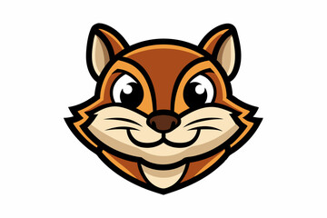 chipmunk head logo silhouette line art vector on white background
