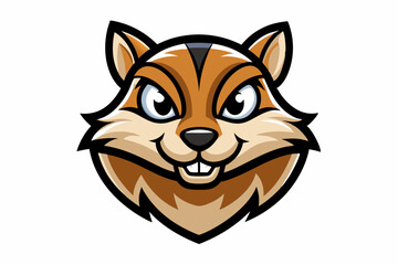 chipmunk head logo silhouette line art vector on white background