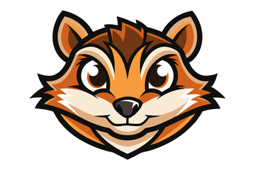 chipmunk head logo silhouette line art vector on white background