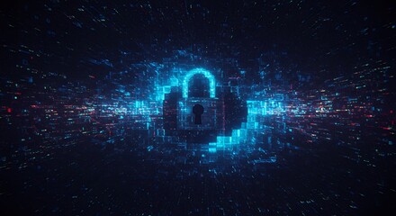 Glowing Padlock Digital Security Concept