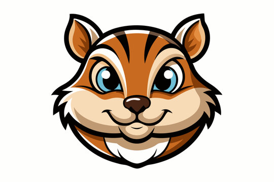 chipmunk head logo silhouette line art vector on white background