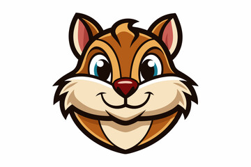 chipmunk head logo silhouette line art vector on white background