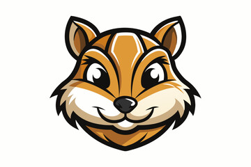 chipmunk head logo silhouette line art vector on white background