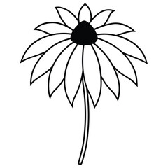 Coneflower with Seed Center line art vector