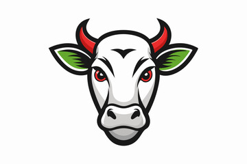 cow head logo silhouette line art vector on white background