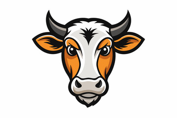 cow head logo silhouette line art vector on white background