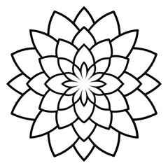 Dahlia Flower with Symmetry Design line art vector