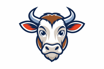 cow head logo silhouette line art vector on white background