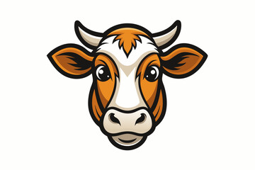cow head logo silhouette line art vector on white background