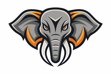 elephant head logo vector on white background