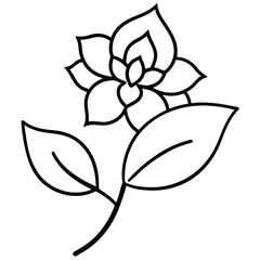 Doodle Flower and Leaf Cluster line art vector