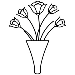Elegant Flower Bouquet in Vase line art vector