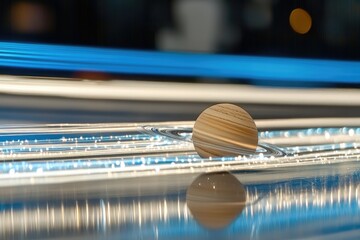 Saturn in space, reflected, trails