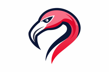 flamingo head logo silhouette line art vector on white background