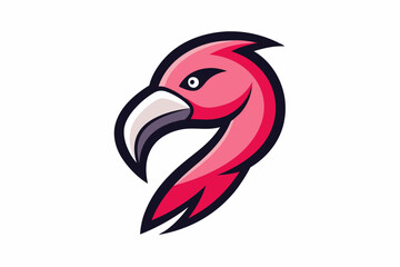 flamingo head logo silhouette line art vector on white background