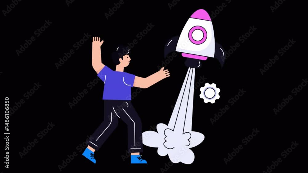 Poster startup business motion graphic rendering with transparent alpha channel