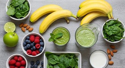 Green Smoothie with Banana Spinach and Fruits