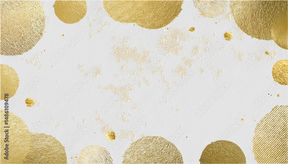 Aufkleber luxury gold foil abstract circles on white textured paper background for elegant invitation, brandin