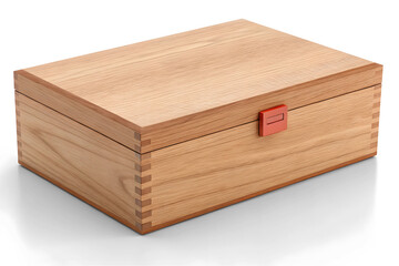 Elegant wooden box isolated on white or transparent background