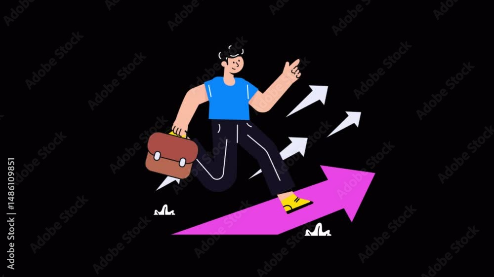 Poster way to success motion graphic rendering with transparent alpha channel