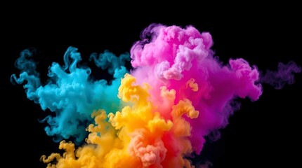 Colorful Smoke Explosion on Black