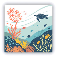 Stunning image of a tropical fish swimming amidst a vibrant coral reef, showcasing colorful marine life in a serene underwater environment. 