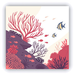 Stunning image of a tropical fish swimming amidst a vibrant coral reef, showcasing colorful marine life in a serene underwater environment. 