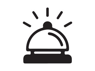 Simple black bell icon with radiating lines.