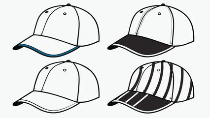 Baseball Cap Design Grid: Front, Side, and Rear Views Template