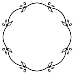 Round Floral Frame line art vector
