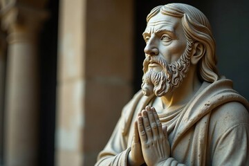 Obraz premium Ancient weathered stone religious statue detail, pagan, symbol, antique