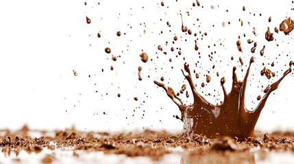 Chocolate splash on white background