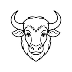 buffalo head outline line art illustration vector silhouette