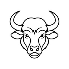 buffalo head outline line art illustration vector silhouette