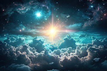 Fototapeta premium Cosmic cloudscape, radiant star