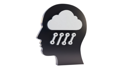 Isolated Profile Silhouette with Rain Cloud