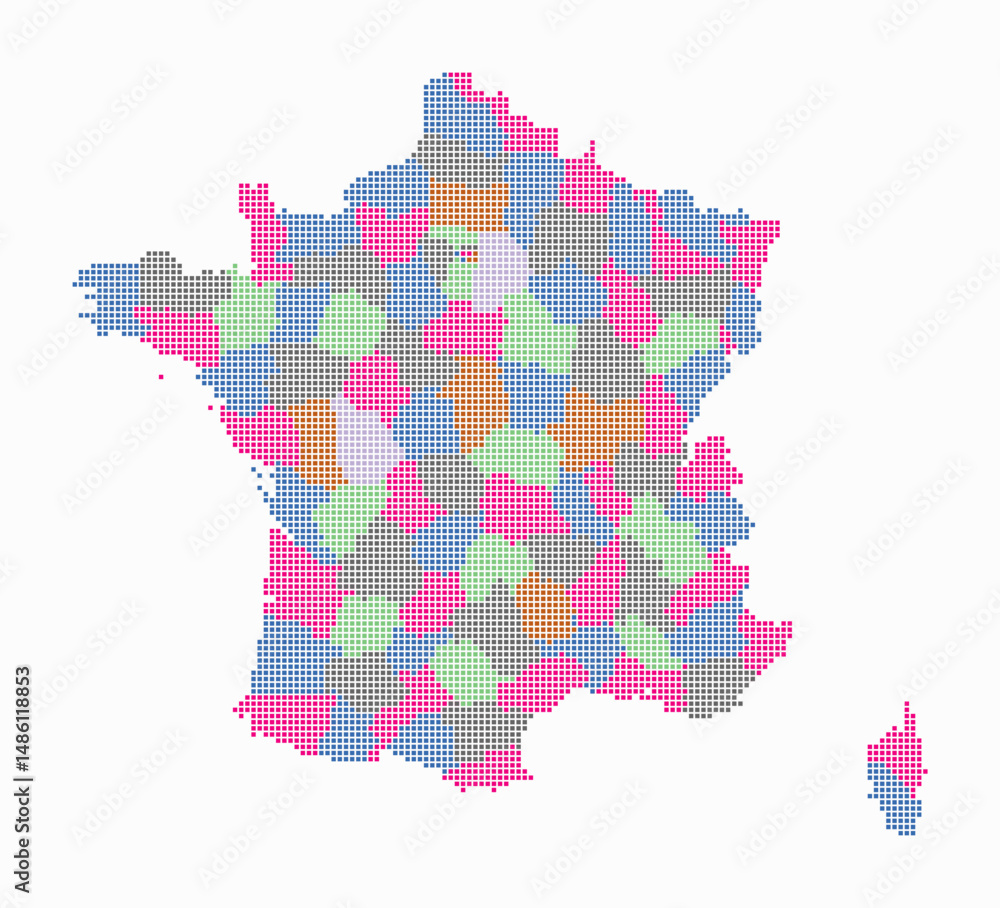 Poster france dotted map. digital style map of the country on white background. france shape with square do
