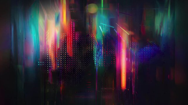 AI Generated illustration of colorful glitch background with high-speed motion