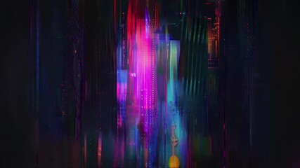 AI Generated illustration of multicolored glitch background with high-speed looping - Powered by Adobe