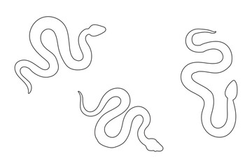 Silhouette of Snake Simple Vector Design, viper snake  icon, snake vector silhouette, Curved snake animal design Snake silhouette set. Isolated snake silhouette on white background EPS 10

