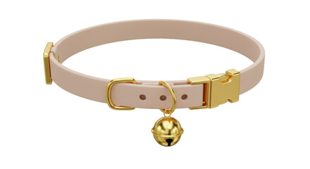 Isolated Light Pink Cat Collar with Gold Bell