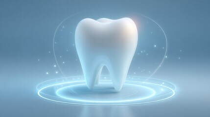 Healthy tooth highlighted with glowing light