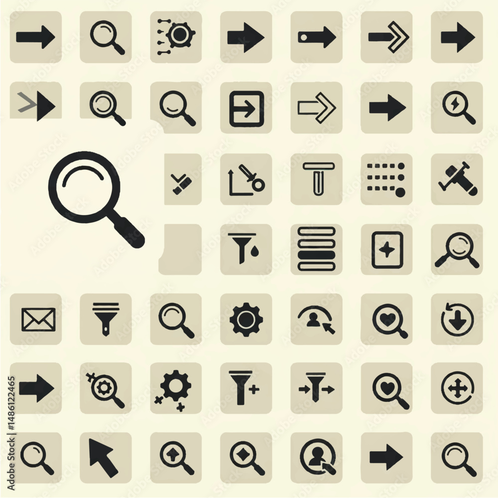 Poster this versatile vector icon set offers essential symbols for web design, perfect for buttons and webs