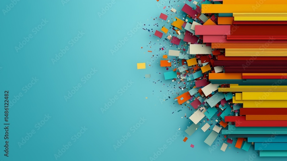 Poster colorful background with a lot of different colored squares. the squares are all different sizes and