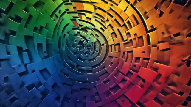 Colorful, abstract, geometric, circular, pattern, design, with layered, vibrant, shapes