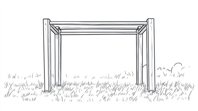 Outdoor wooden parallel bars in a park. Possible use fitness, workout