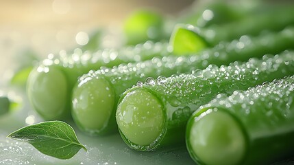 Beautiful fresh green peas composition high resolution picture