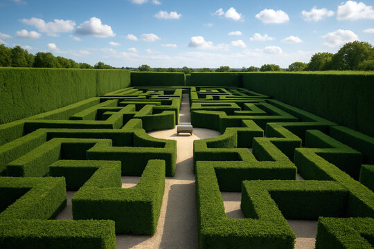 Il labirinto verde di Hampton Court: quando siepi perfettamente potate creano un enigma geometrico dai percorsi infiniti, invitando i visitatori a perdersi nella sua elegante complessit&agrave;